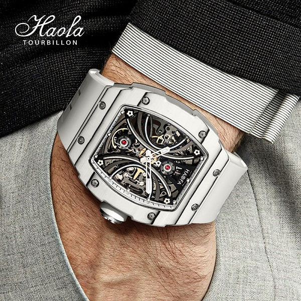 Skeleton Automatic Watch Carbon Fiber Bezel Super Luminous