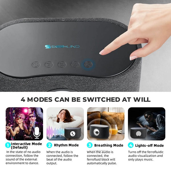 Black Ferrofluid Bluetooth Speaker With 15W Phone Wireless Charger