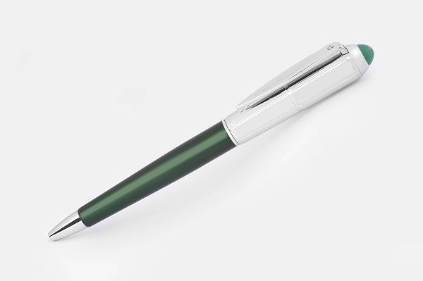 Silver & Green Pen with transparent green stone