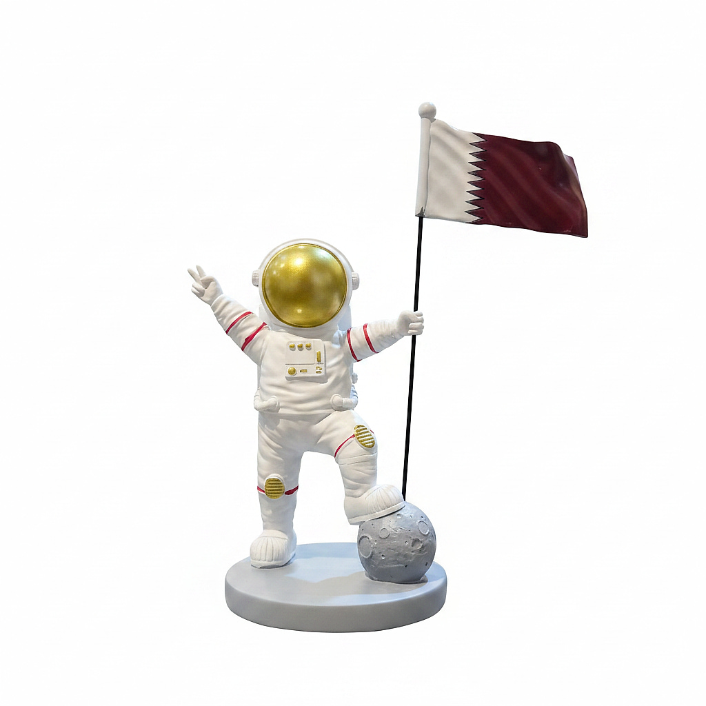 Astronaut Figurine With Qatar Flag