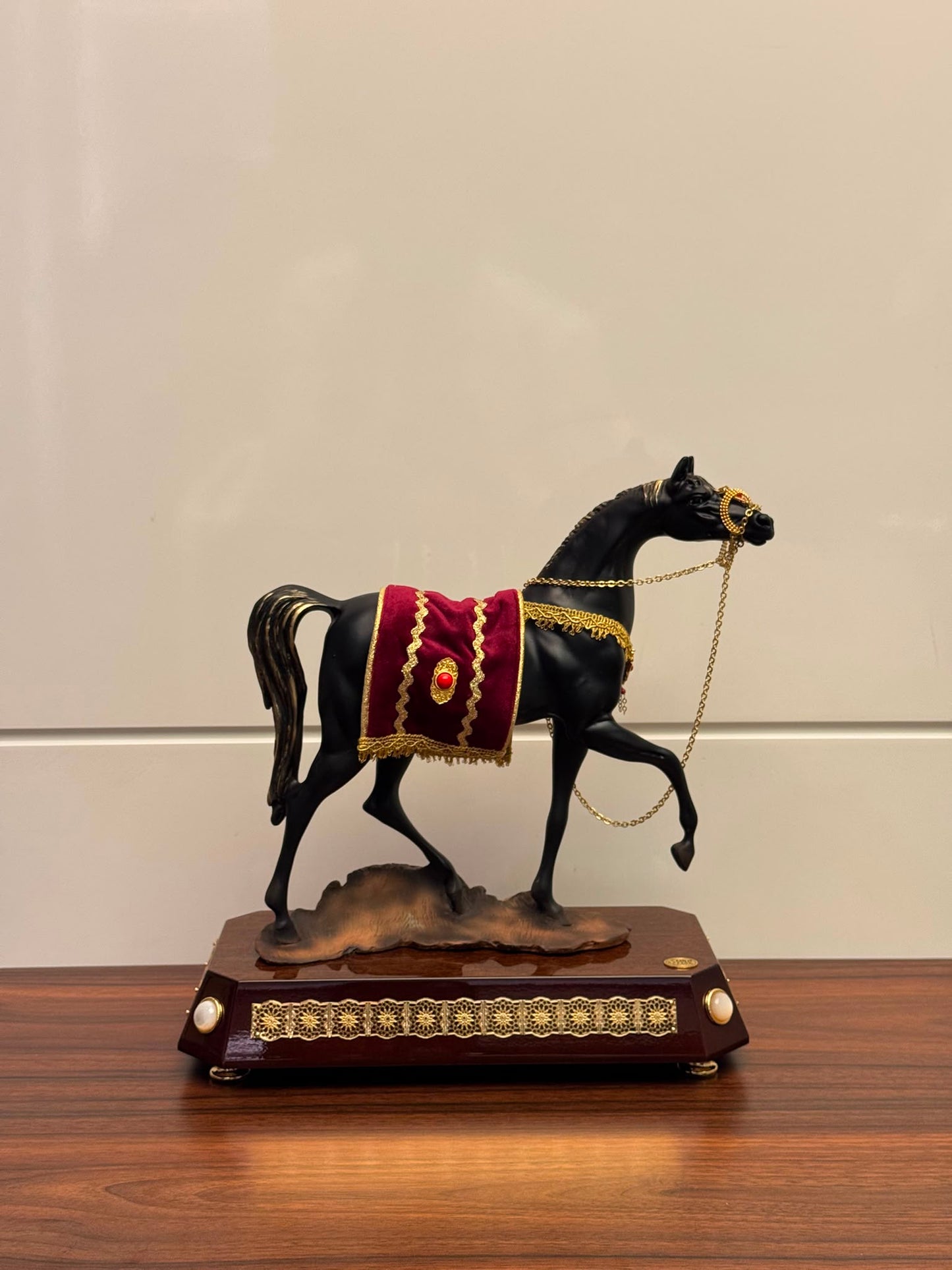 Black Arab Horse on Brown Base
