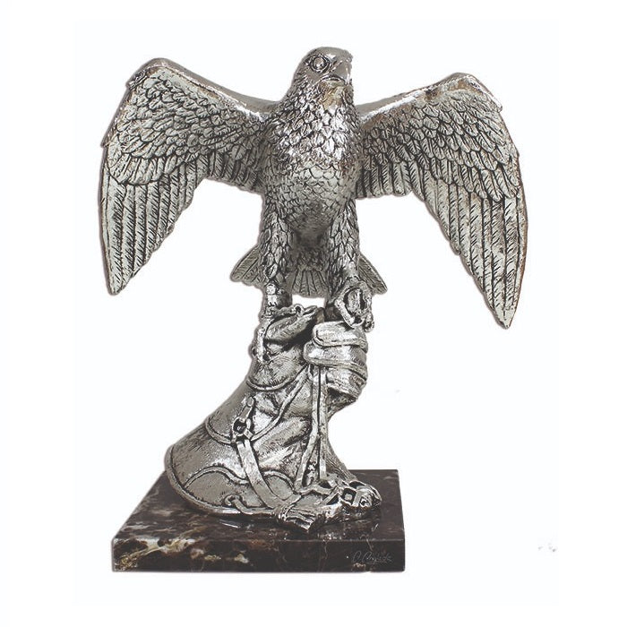 Silver Falcon Perched on Hand