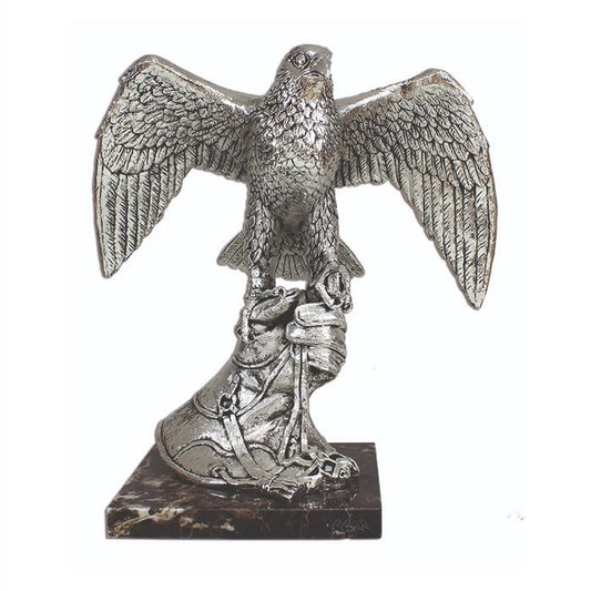 Silver Falcon Perched on Hand