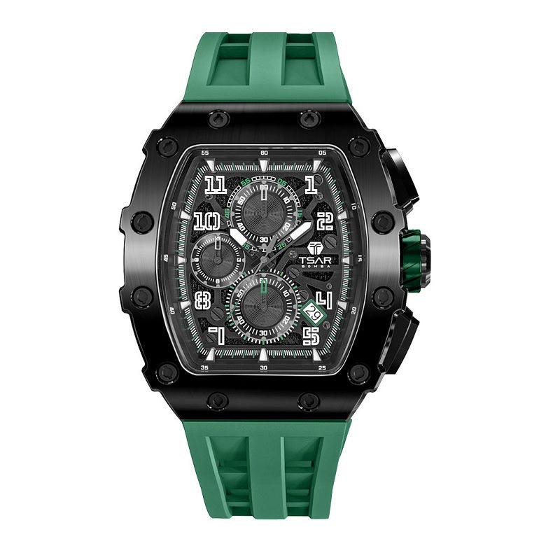 Quartz Waterproof Watch Black/Green
