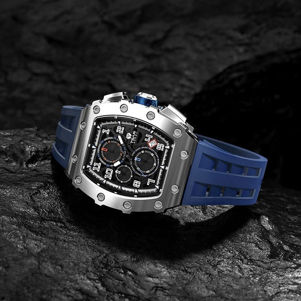 Quartz Waterproof Watch Silver/Blue
