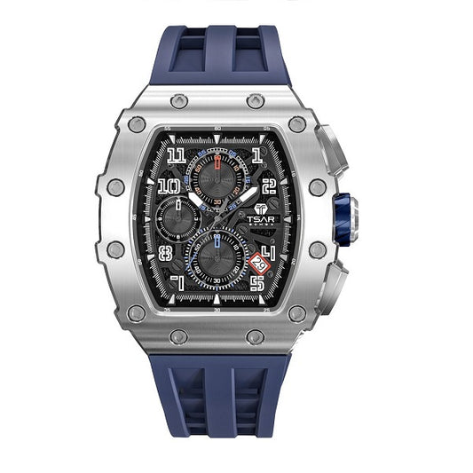 Quartz Waterproof Watch Silver/Blue