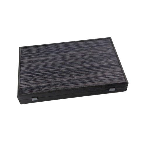 Handmade Black Oak with Silver Stripes Inlaid Backgammon