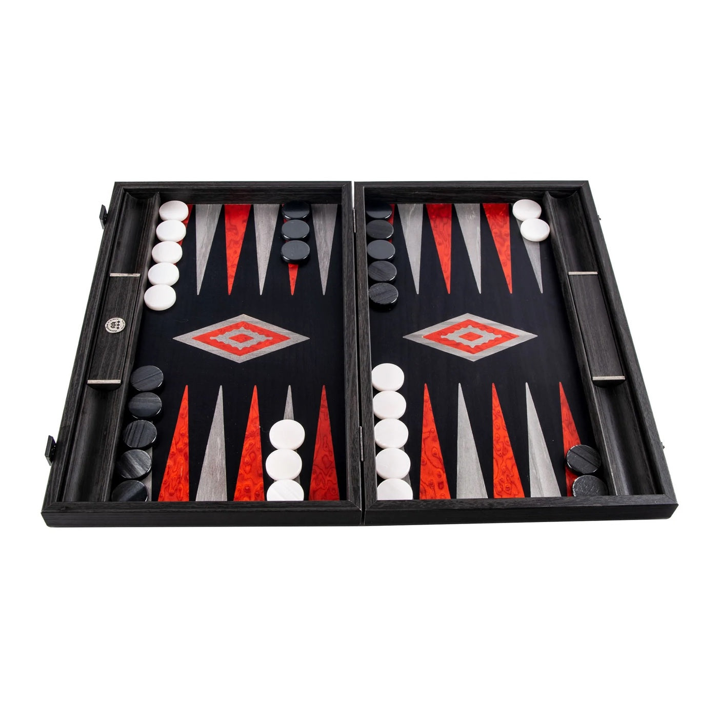 Handmade Black Oak with Silver Stripes Inlaid Backgammon