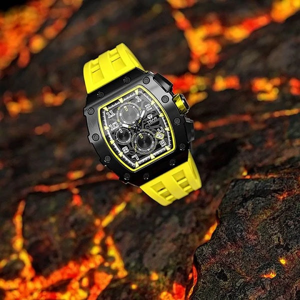 Quartz Waterproof Watch Black/Yellow