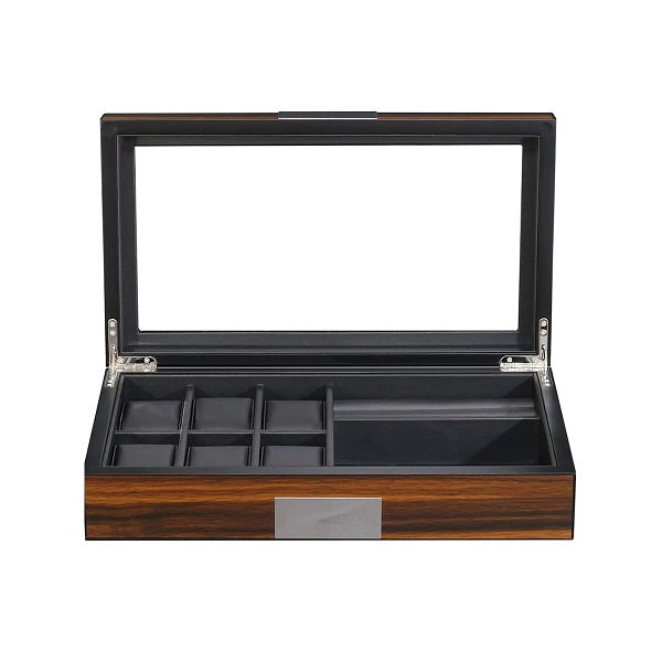 Wooden Box for 6 Watches + Cuff Links +Jewelleries