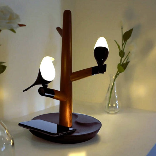Wooden Bird lamp with Wireless Charger