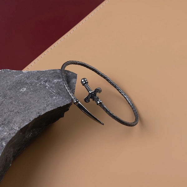 Sword Braided Bangle in Oxide