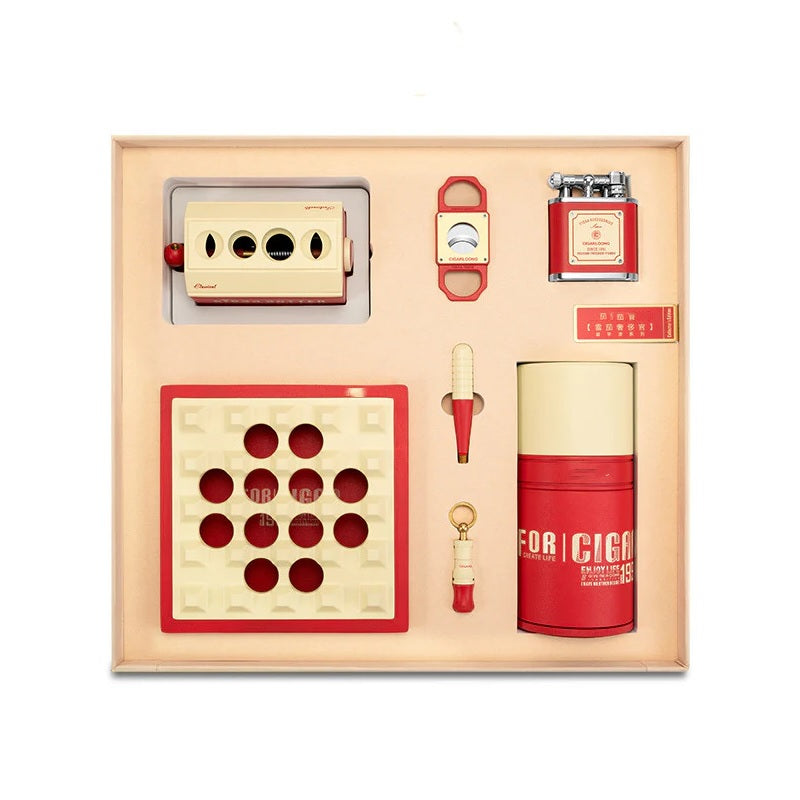 Red Six Piece Cigar Set