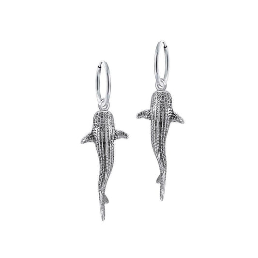 Small Whale Shark Sterling Silver Hoop Earrings