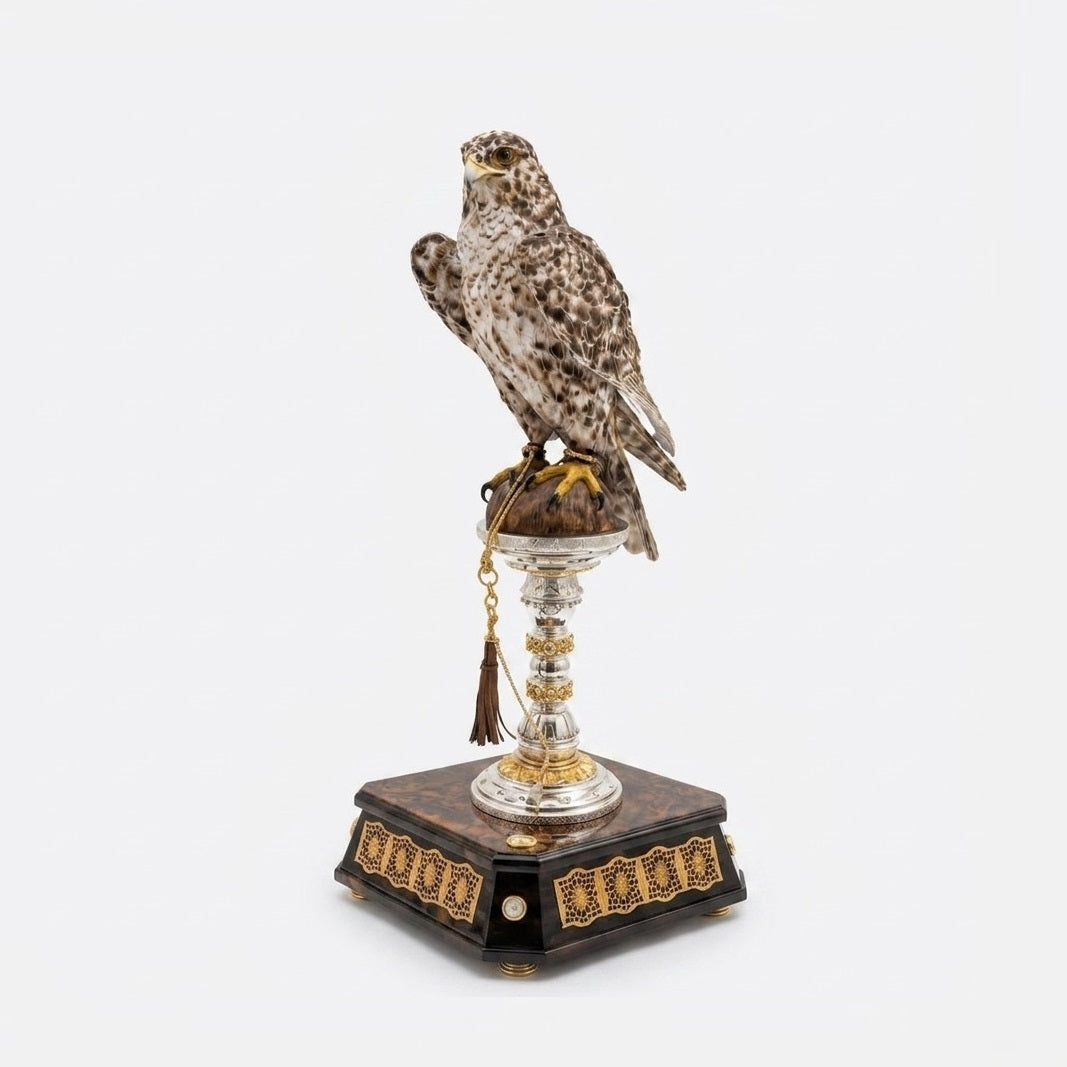 Painted Falcon on Silver Stand