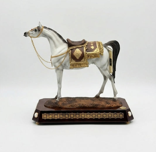 White Horse with Saddle Wood Base