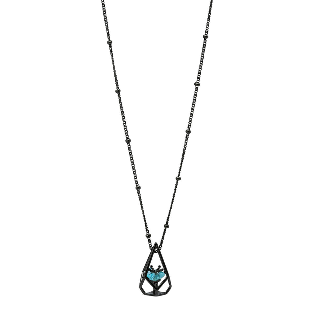 Blue Flower Terrarium Chain Necklace