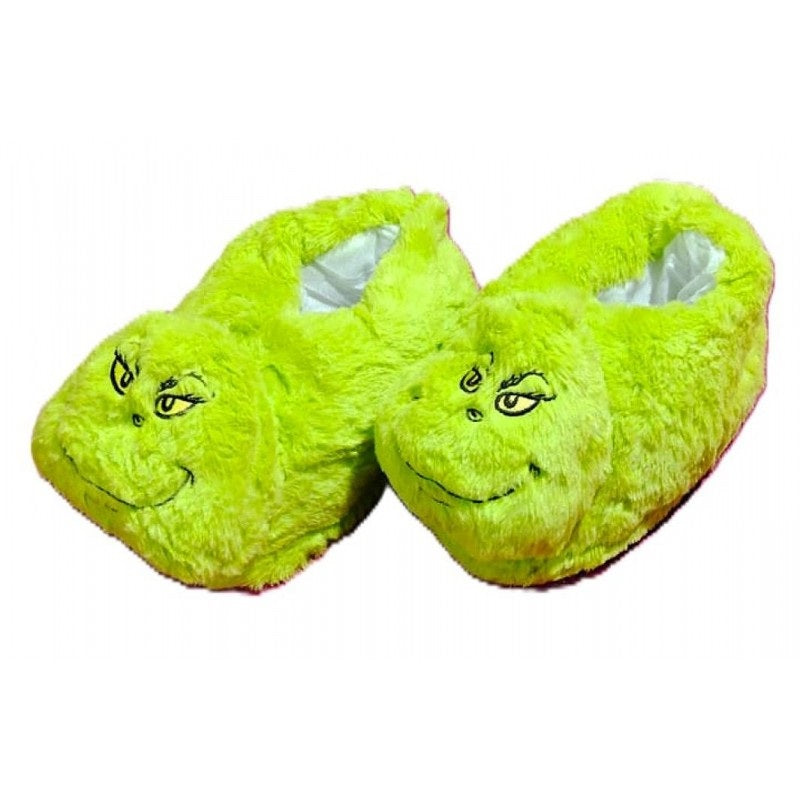 "The Grinch" Green Faux-Fur Plush Slippers