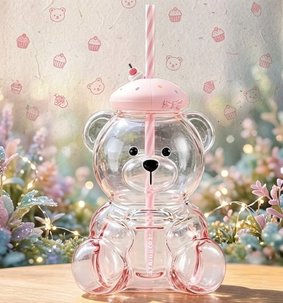 Pink Bear Glass Cup
