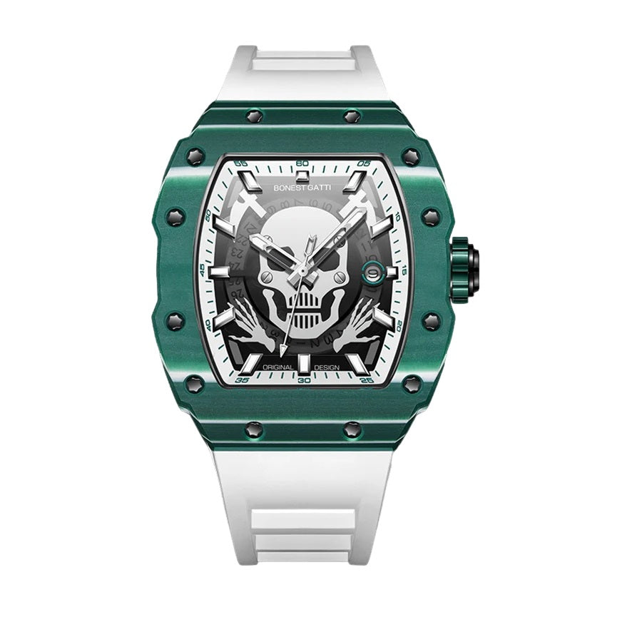 Carbon Fiber Skull Titanium Alloy Automatic Watch (Green)