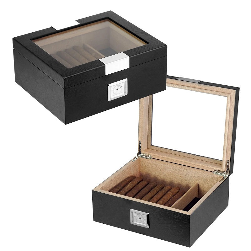 25 CT Black OAK veneer Wooden humidor