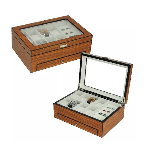 Wooden Jewelry Box With A Drawer For Pen