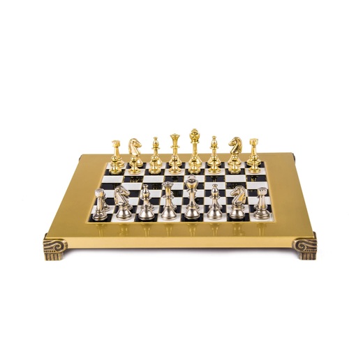 مجموعة شطرنج ستونتون المعدنية الكلاسيكية (أسود) 28 سم