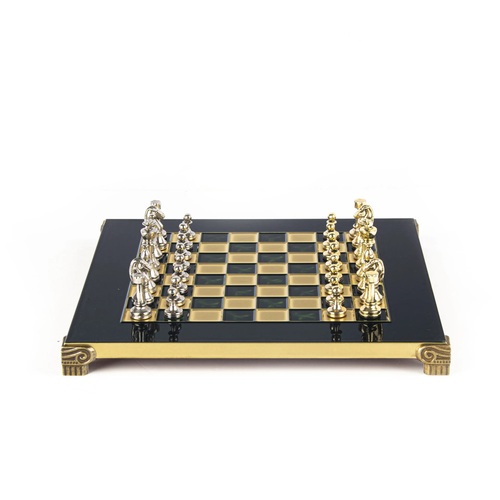 مجموعة شطرنج ستونتون المعدنية الكلاسيكية (أخضر) 28 سم