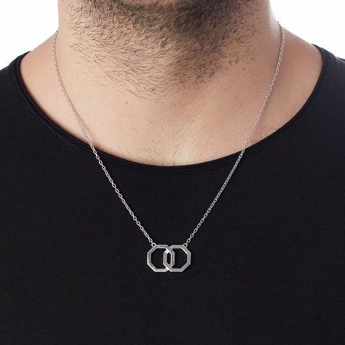 Couple Octagonal Necklace in Silver