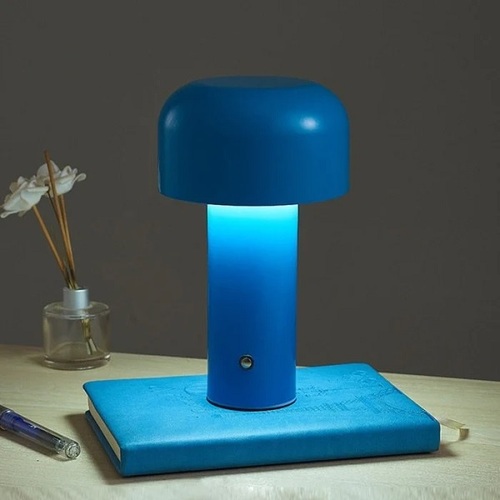مصباح مكتب LED صغير على شكل فطر (أزرق)