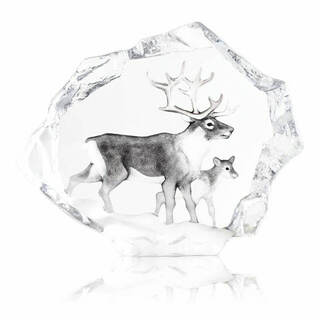 Reindeer with Calf Glass Decor